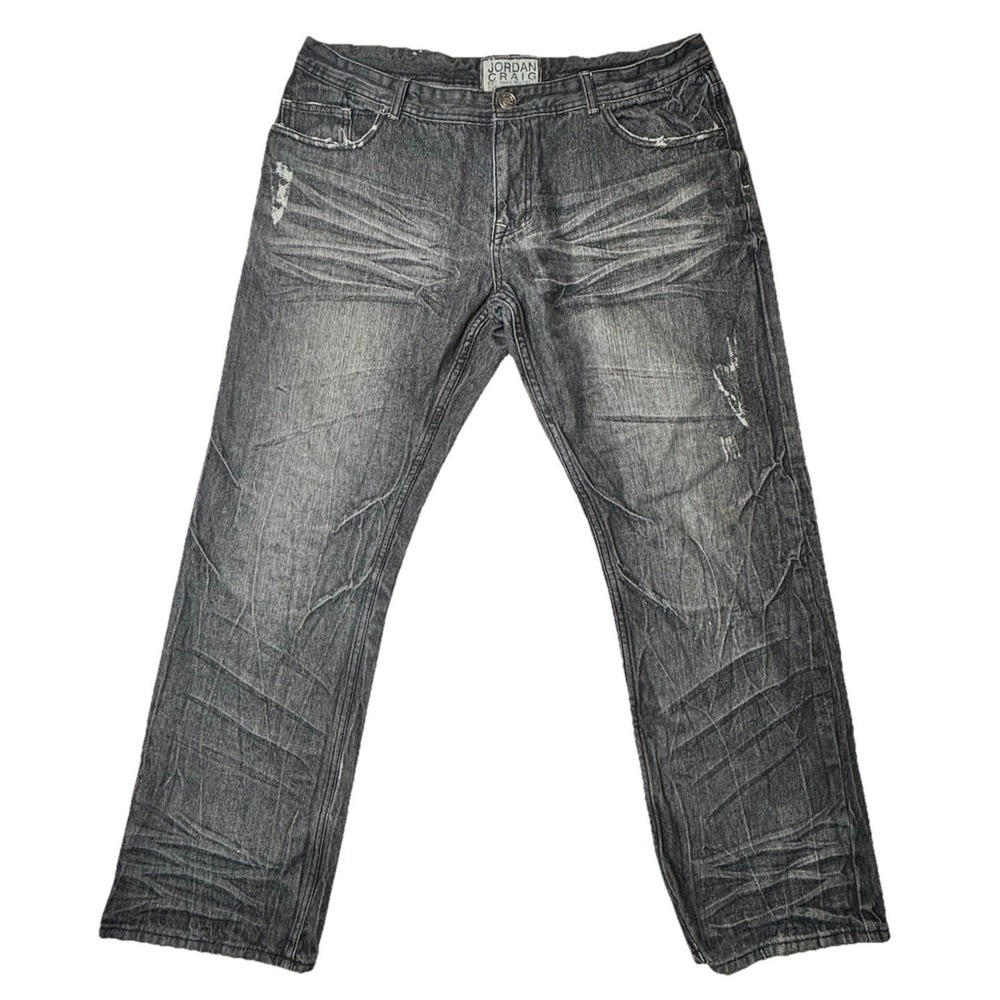 Jordan Craig‎ Distressed Jeans Mens 38x32 Black Wash Moto Denim Streetwear